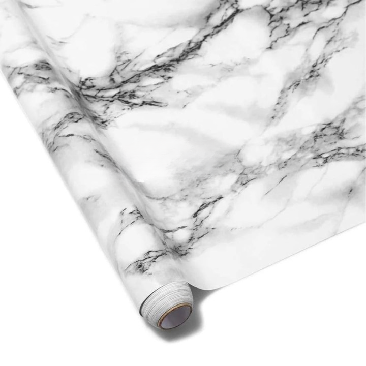 Self Adhesive Sheet White Marble Sticker For Kitchen, Cupboard, Wall – Anti Oil And Heat Resistant Wallpaper - SIZE 60X200