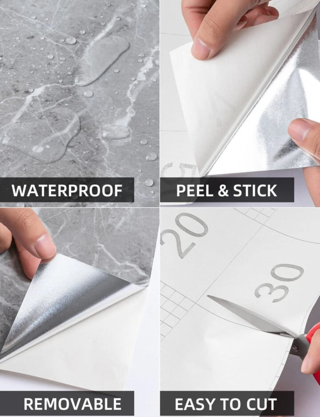 Self Adhesive Sheet White Marble Sticker For Kitchen, Cupboard, Wall – Anti Oil And Heat Resistant Wallpaper - SIZE 60X200