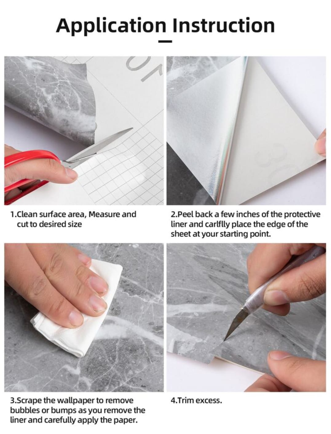 Self Adhesive Sheet White Marble Sticker For Kitchen, Cupboard, Wall – Anti Oil And Heat Resistant Wallpaper - SIZE 60X200