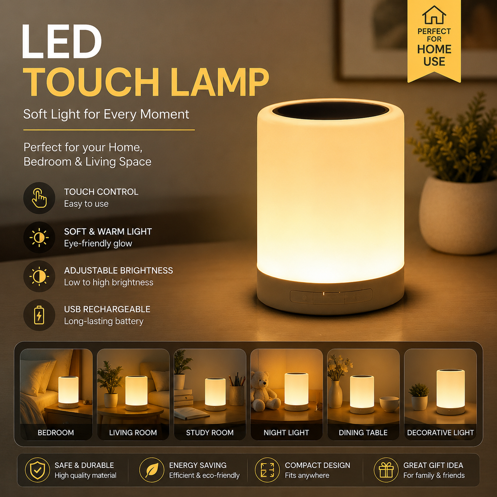 TOUCH LAMP PORTABLE SPEAKER Bluetooth Speaker | Smart Touch Night Light Desk Lamp Color Changing