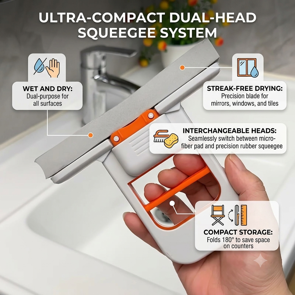 Foldable Mini Mop | Portable Desktop Wet & Dry Cleaning Mop