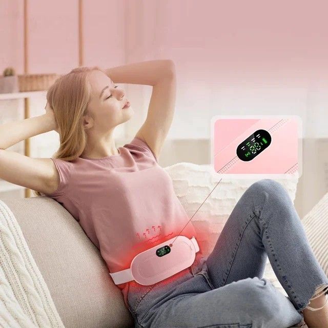 Heating Pad women Period Pain Cramp Relief Belt -Portable Menstrual Heating Pad, Heated Belly Belt for Menstrual Cramp Relief with 3 Heat Levels and 4 Modes, Electric Belt Massage for Women and Girls - Electric Massager Machine for Women (Flower Box)