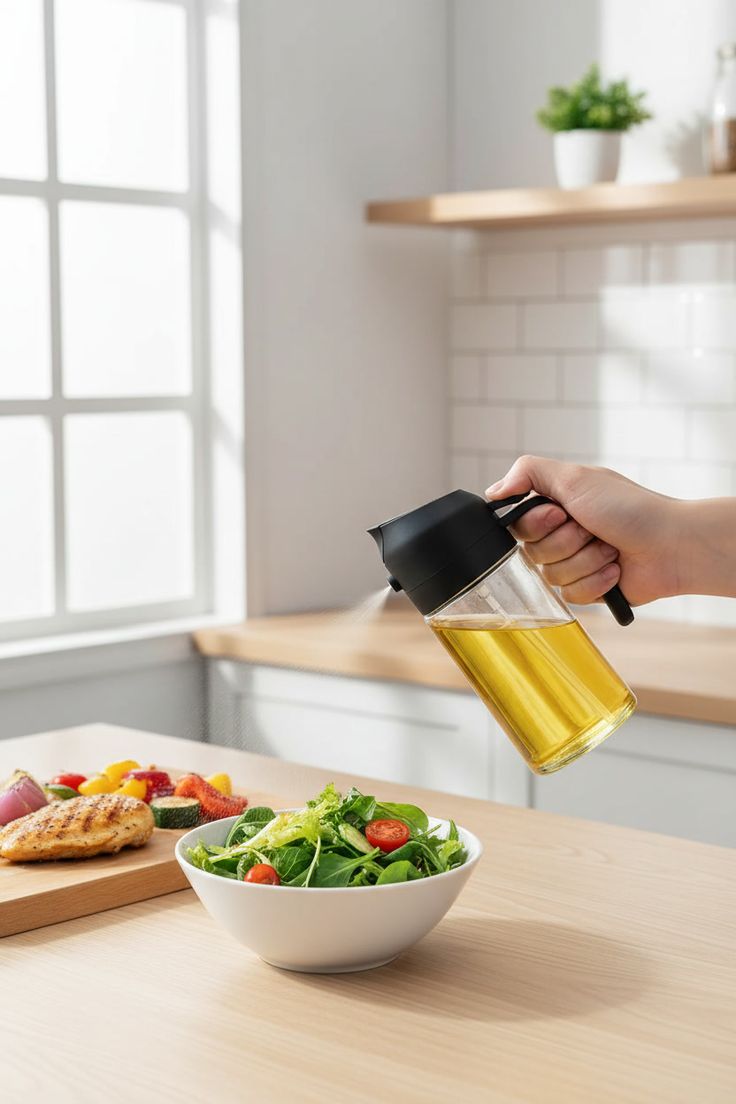 2-In-1 Oil Sprayer Bottle For Kitchen - Kitchen Accessory Designed For Cooking Oil Dispensing And Food Preparation Routine