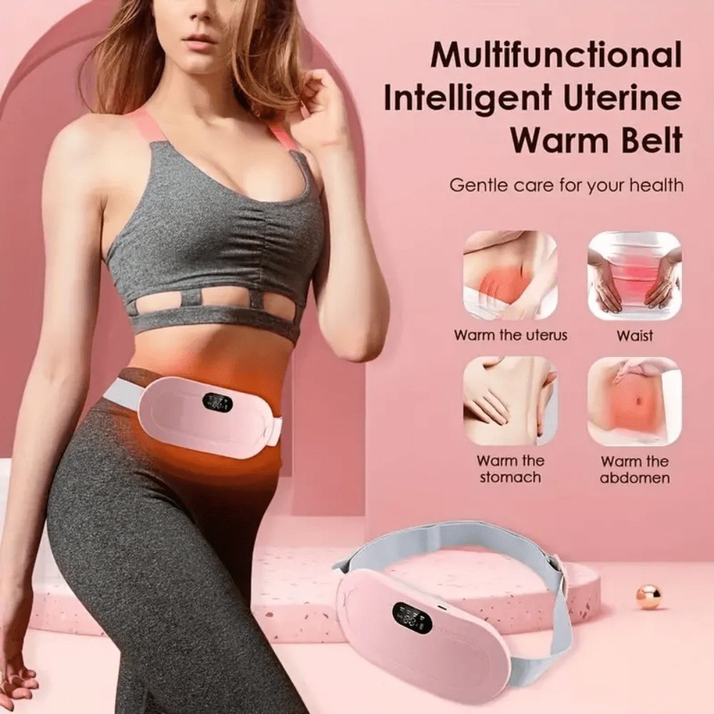 Heating Pad women Period Pain Cramp Relief Belt -Portable Menstrual Heating Pad, Heated Belly Belt for Menstrual Cramp Relief with 3 Heat Levels and 4 Modes, Electric Belt Massage for Women and Girls - Electric Massager Machine for Women (Flower Box)
